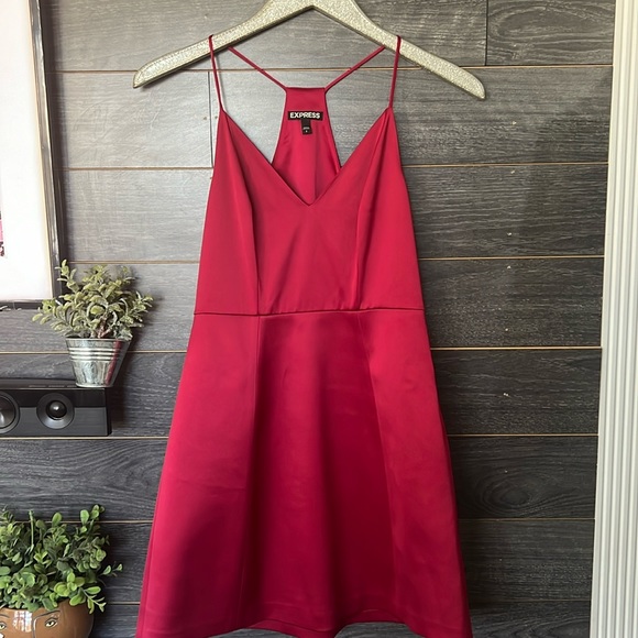 Express Dresses & Skirts - Express V Neck Satin Mini Cocktail Dress Sz 2